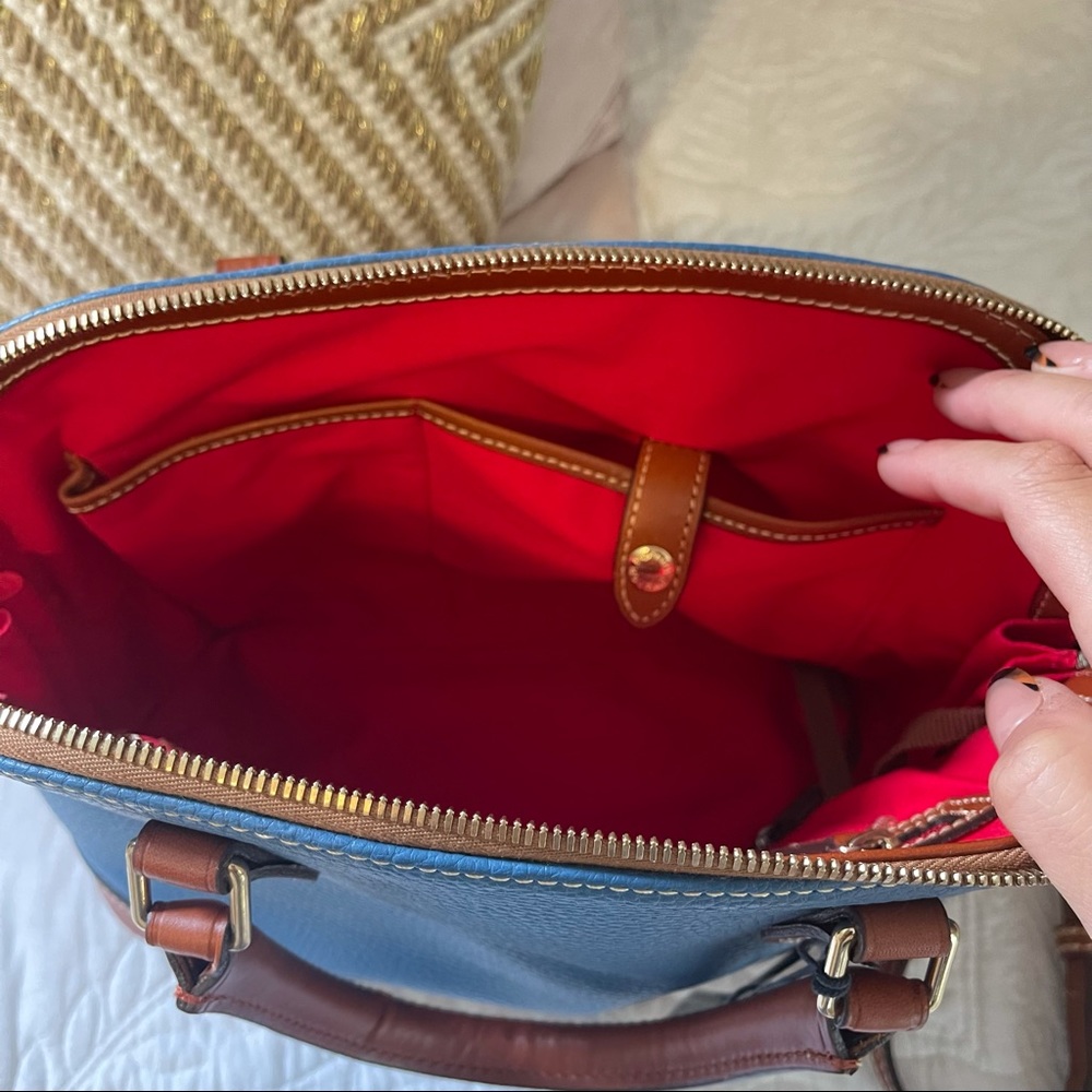 NWT Dooney & Burke Zip Zip Satchel in Blue/Tan - Picture 6 of 9